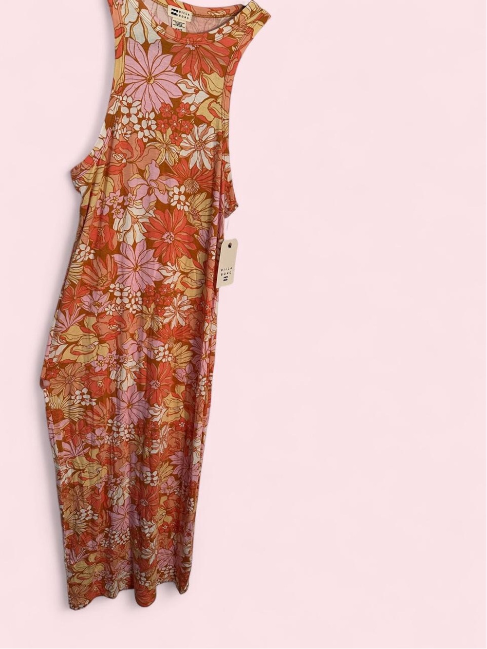 Billabong Floral Tank Tee in Coral, Pink & Cream
